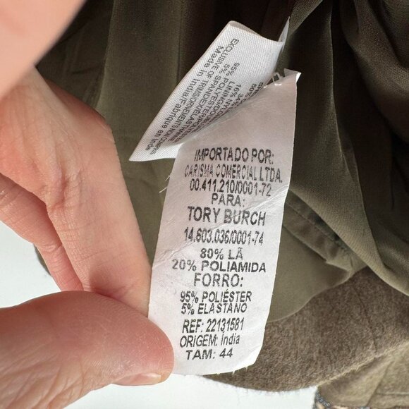 Tory Burch Women’s Embroidered Wool-Blend Zip Jacket Size 10 Olive Green Texture - Picture 5 of 8